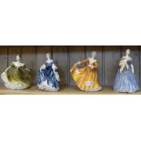 A collection of four Royal Doulton bone china figurines, Kirsty, Hilary, Adrienne, Lyne