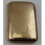 A 9ct gold cigarette case of shaped rectangular form, inscribed "Nona", 8cm x 5cm, weight: 43g (incl