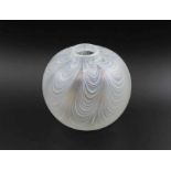A 20th century opalescent globular glass posy vase, in Lalique style, signed "Sanders & Wallace", to
