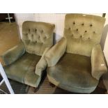 19th century his and hers deep seated arm chairs.