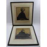 Sir William Nicholson (1872-1949) two wood block prints, "Mark Twain" and "Henrick Ibsen"