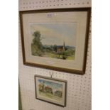 Two late 20th century village scene water colours.