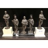 A collection of five British Army Paratroopers, British Army Soldiers in bronzed resin