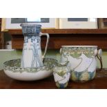 A part Royal Doulton pottery wash set, comprising an "Aubrey" pattern jug, and "Kelmscot" bowl, vase