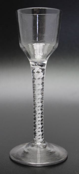 An 18th century double series opaque twist glass, circa 1765, 15cm