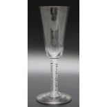 An ale glass with tapering bowl, cotton twist stem and circular platform foot, 17.5cm high