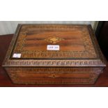 A Victorian Tunbridge inlaid writing slope, 30cm wide