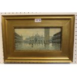 Late 19th century European school, "Piazza San Marco" (Featuring St. Mark's Basilica and figures) wa