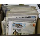 A box of first day covers mostly military.