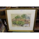 Eleanor Hughes watercolour of probable Continental Street scene, signed with Studio Blind stamp