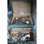 A box of costume jewelry to include hall marked silver