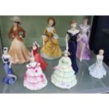 A selection of Coalport ladies, to include one Doulton (9)