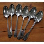 Six various 19th century hallmarked silver tablespoons