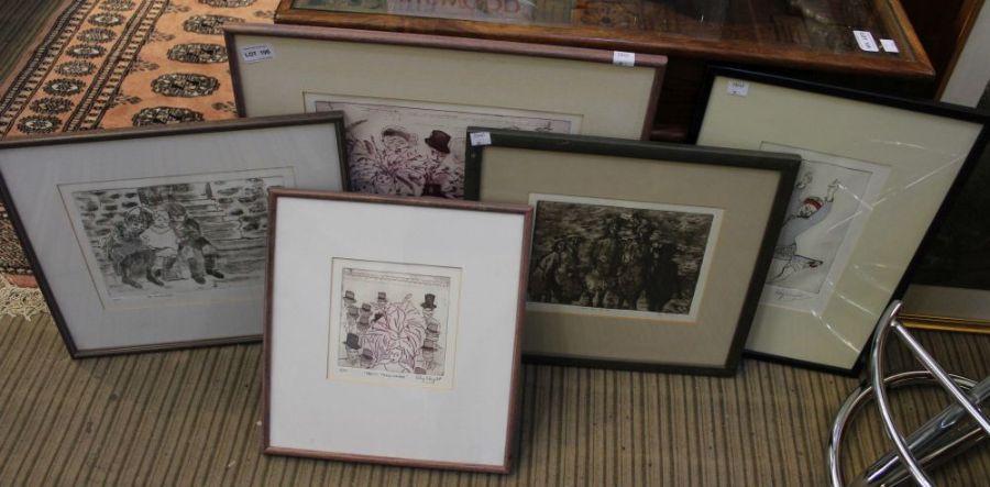 A set of five Patsy Wright limited edition etchings