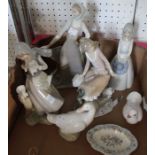 Various pieces of Lladro, Nao and a piece of Wedgwood.