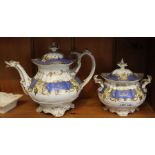 A 19th century Rockingham teapot & sucrier