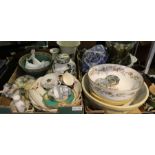 Two boxes of domestic pottery various including Wedgwood, Royal Doulton, Royal Worcester and Masons.