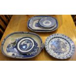 A selection of 19th century blue and white pottery various.