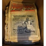 A box containing a large selection of printed ephemera, illustrated weekly Time of India 1925.