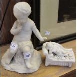 Two small pieces of Copeland, including a Parian figure of a sleeping child