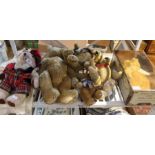A shelf of teddy bears.