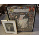 A large Heraldic map of Scotland, together with another picture of an 18th century Scottish boy