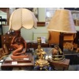 Three table top lamps, various