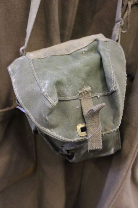 A second World War probably Naval cold weather duffle coat with a bagged gas mask. - Image 2 of 2