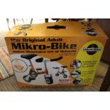 "The original Adult Mikro-Bike" in original box, to be assembled, tools, etc.