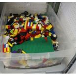 A box of assorted Lego pieces