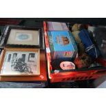 A crate of collectable items various, to include novelty teapots
