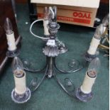 Five arm celling light fitting silver plated.