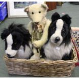 Two Merrythought Collie Dogs together with a Tailored Teddy Bear