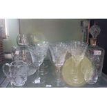 A selection of glassware to include a silver necked decanter dated 2000 & two South African wine gla