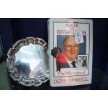A signed book 'Memoirs of Denis Howell', Labour Politician together with a silver plate inscribed tr