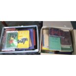 Two boxes containing vintage car related books, to include Michelin Road Guides