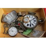 A selection of silver & gold items including a Goliath pocket watch.