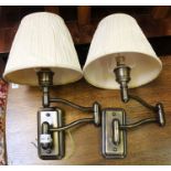 Pair of adjustable wall lights with shades