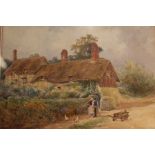 W W Quatremain watercolour 'Ann Hathaways Cottage', 24cm x 34cm, framed