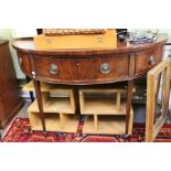 A 19th century flamed mahogany D shape serving table, having three inline drawers, 92cm x 162cm