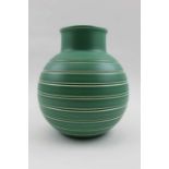 Keith Murray for Wedgwood, an incised globular matte green vase, 16cm high