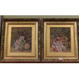 T Collins, A pair of Victorian floral studies, signed and dated 1878, 29 x 24 cm, in fancy gilt fram