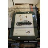 A selection of Car Adverts, unframed, mounted, Humber, Austin, Morris (28)
