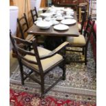 Reproduction oak rectangular topped refectory table, with shaped and pierced plank supports, united