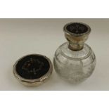 Synyer & Beddoes, An early 20th century glass dressing table scent bottle with silver & tortoiseshel