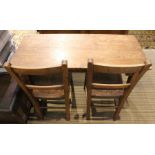 A two pupil infants school desk and chair combo