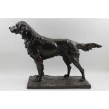 A bronzed effect study of a retriever dog on ground work base, 34.5cm high