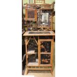 Late 19th early 20th century bamboo side unit, having insert mirrored panel multi layered shelves