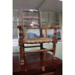 A child's rustic country rush seated ladderback chair