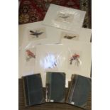 Rev Morris, unframed mounted Bird prints, together with three volumes from his set of six bird books